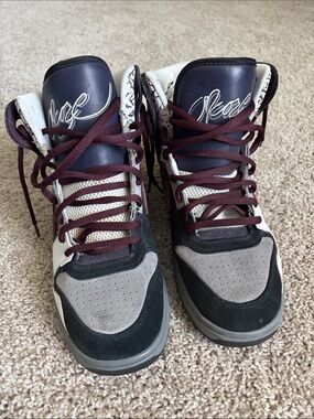Nike High-Top Sneakers in Gray, Black & Burgundy